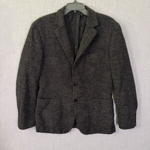 Reiss Knit Blazer Jacket Men's 40 Casual Wool Nylon Stretch Dark Gray